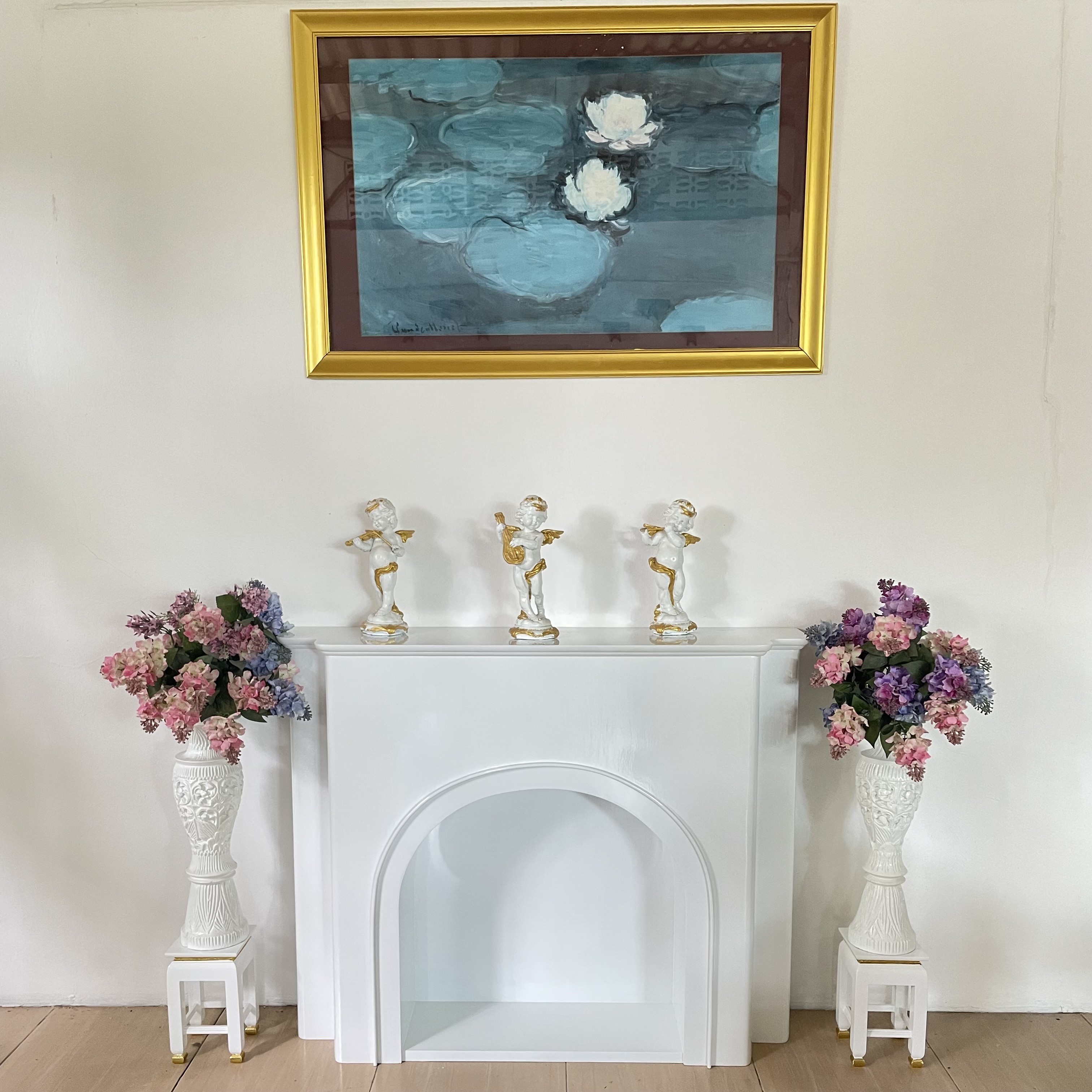 ตู้เตาผิงติดไฟ สีขาว