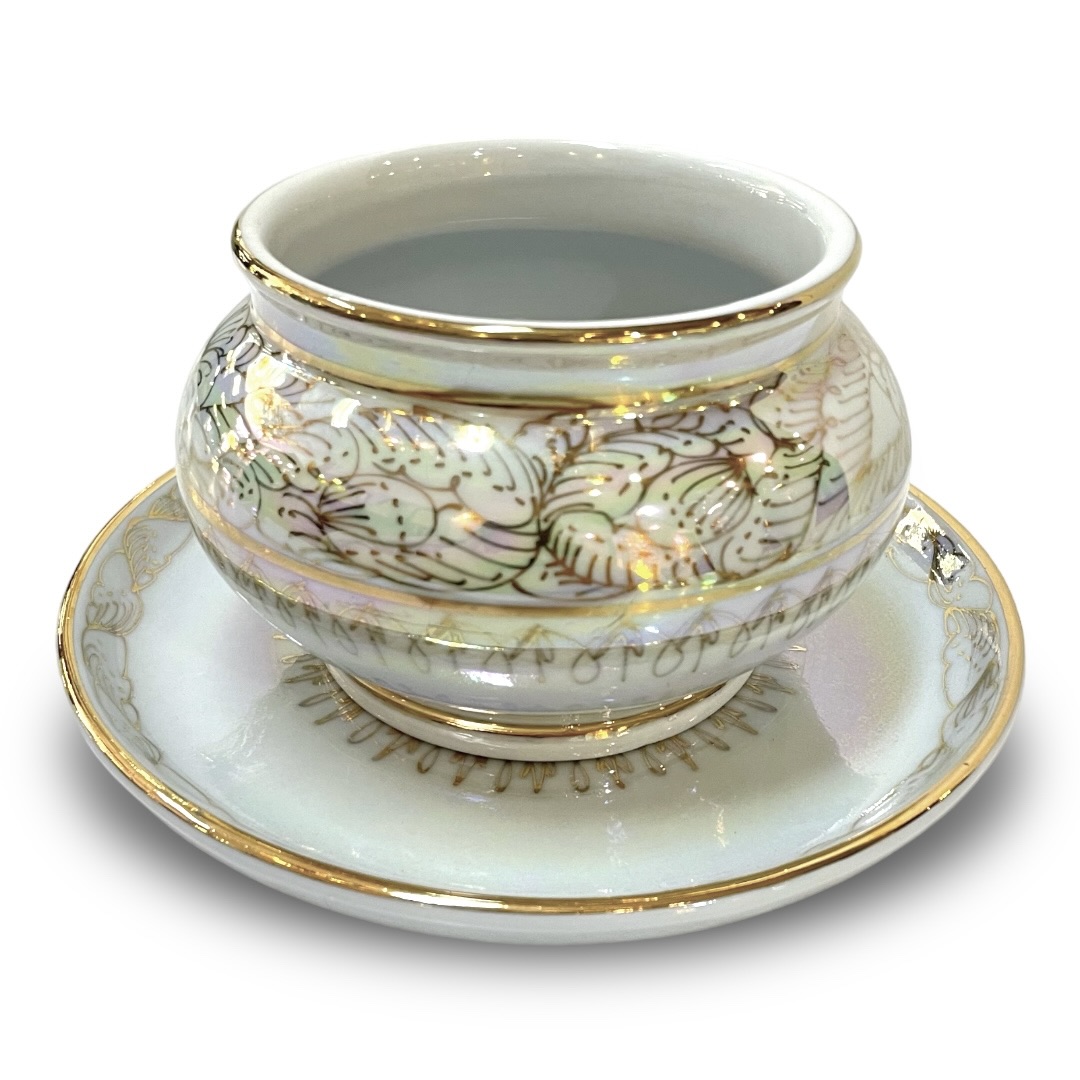 ชุดเบญจรงค์ สีขาวมุก ขนาด 8 นิ้ว