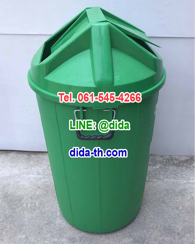 ถังขยะ กทม. ถังขยะพลาสติก ทรงกลม ฝาแกว่ง 100 ลิตร