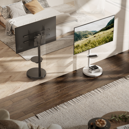 "Stand by You XL" (Matte Black) ขาตั้งทีวี 37-86 นิ้ว Heavy-Duty Mobile TV Floor Stand with shelve, Max VESA 600x400mm., Weight Capacity 50 Kg.(*ไม่รวมจอ)