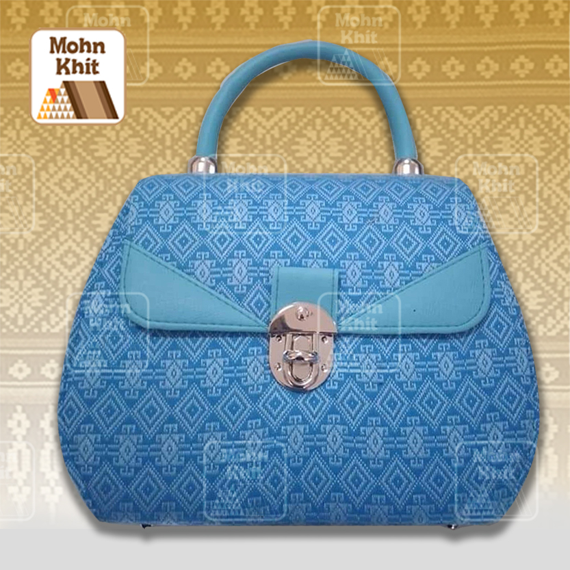 กระเป๋าผ้าทอลายตะขอ กระเป๋าถือ กระเป๋าหิ้ว 11x27x16 Cm//Khit Bag, Tote Bag, Tote Bag