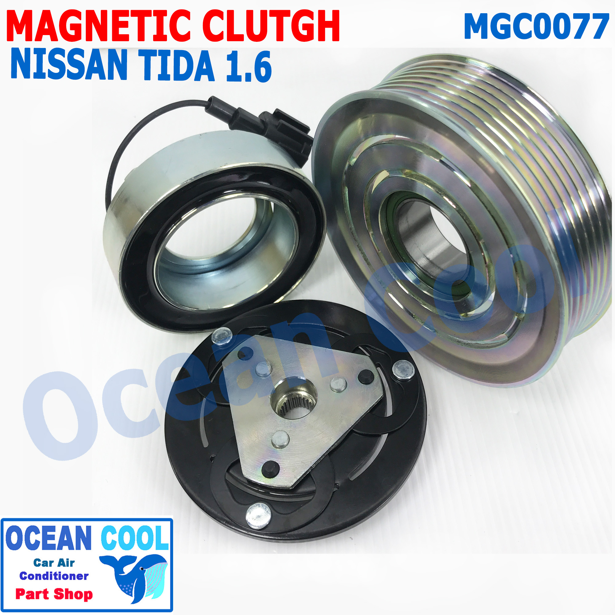 คลัชคอมแอร์ นิสสันทีด้า , คิวบ์ เครื่อง 1.6 ลูกปืนมู่เล่คลัชต์ NSK แท้ MGC0077 (คอม KK) Magnatic Clutch Assembly Set for NISSAN TIDA 1.6 , Cube'09 Z12 ชุดหน้าคลัชคอมแอร์