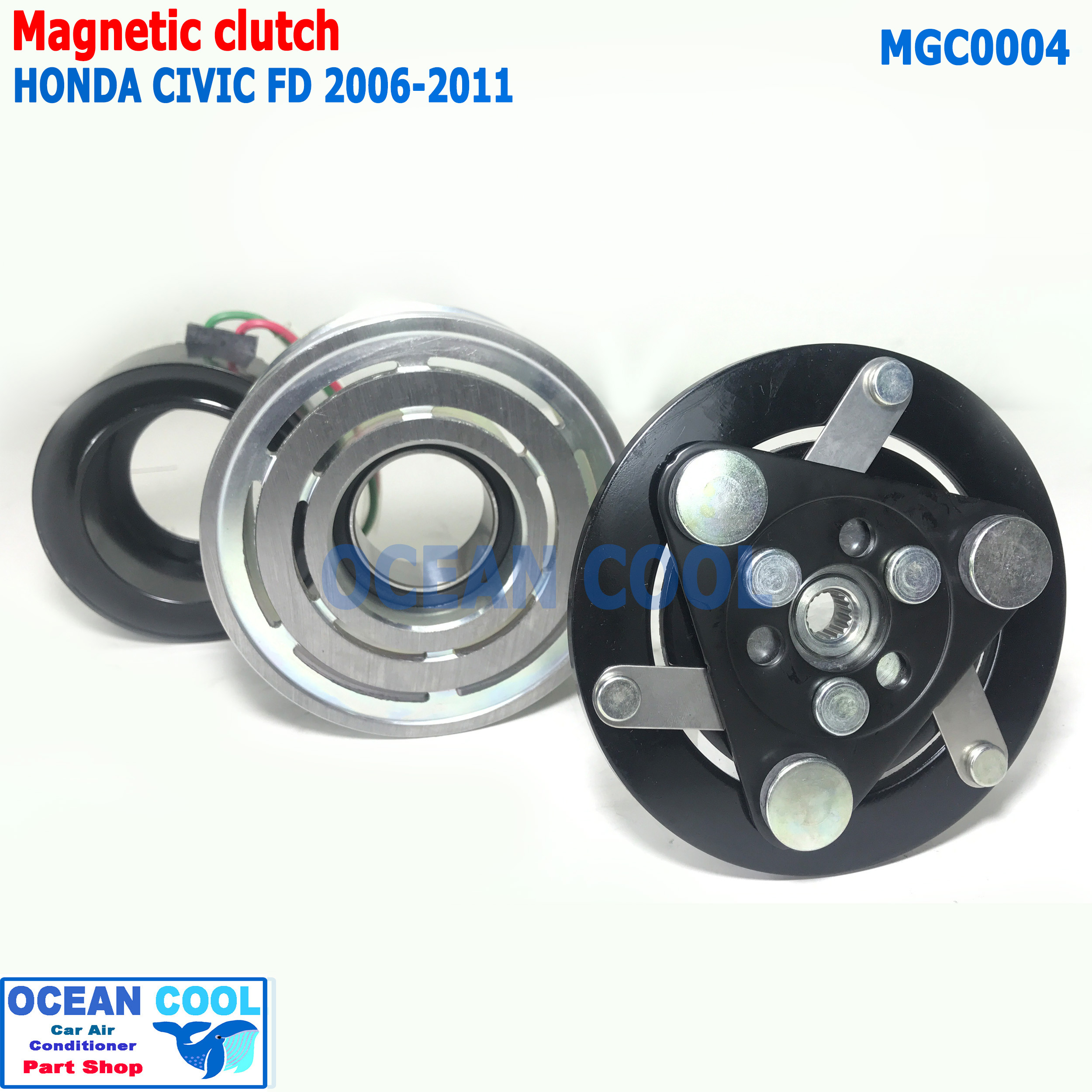 คลัชคอมแอร์ ฮอนด้า ซีวิค 2006 - 2011 เครื่อง1.8 MGC0004 AC Compressor Clutch for HONDA CIVIC FD ร่องซี่ 7PK I-VTEC หน้าคลัช คอมแอร์ ชุดคลัช มู่เล่คลัช