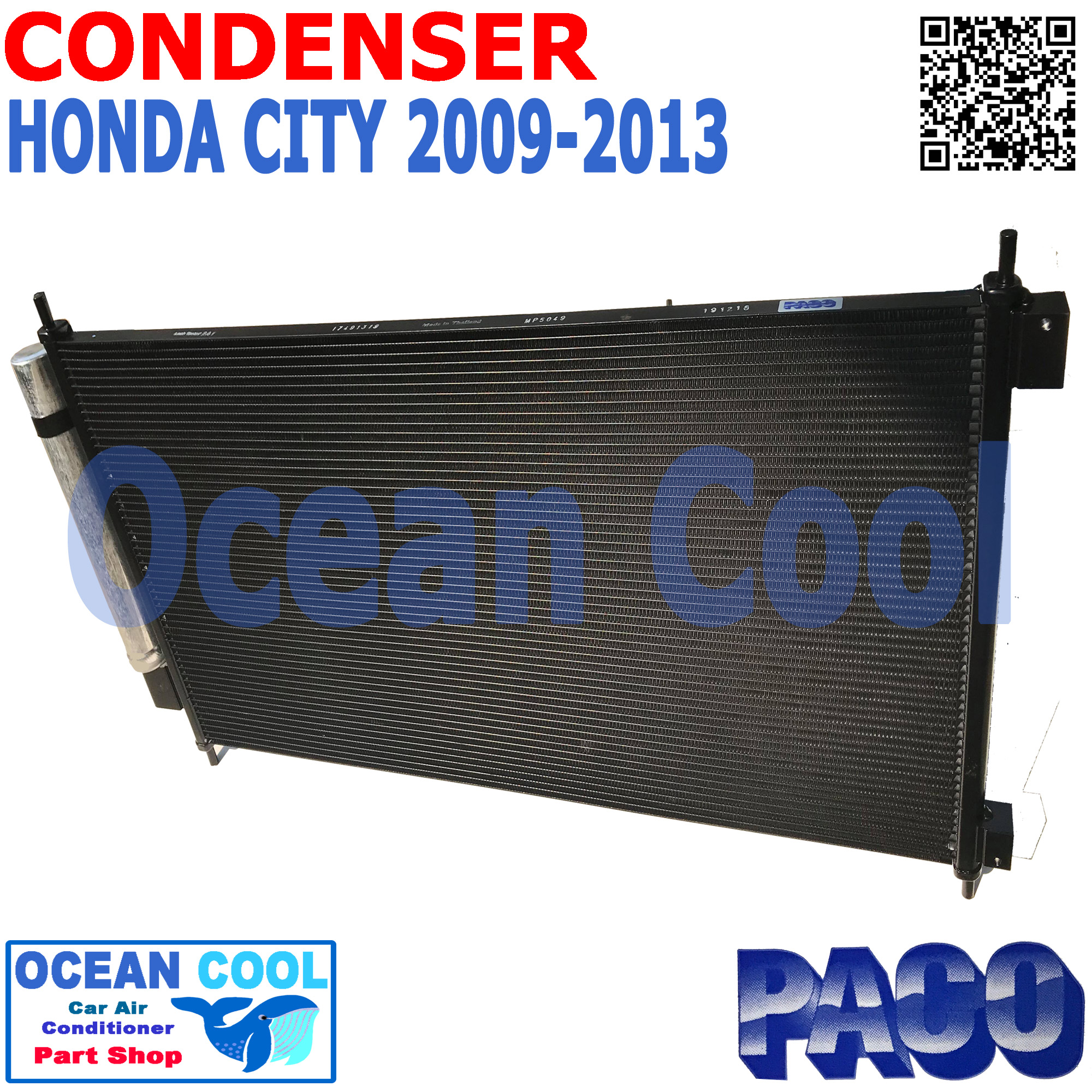 แผงแอร์ ซิตี้ 2008 - 2013 CD0073 Condenser HONDA CITY 2009 2010 2011 อะไหล่ แอร์ รถยนต์ คอยล์ร้อน แผงรังผึ้ง ฮอนด้า