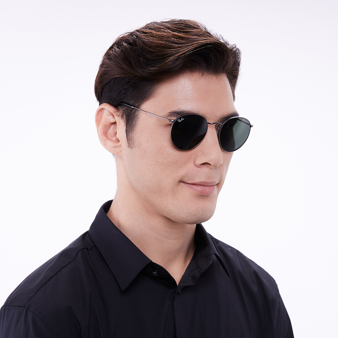 แว่นกันแดด RayBan RB3447 029 Size 53 MM. ROUND METAL