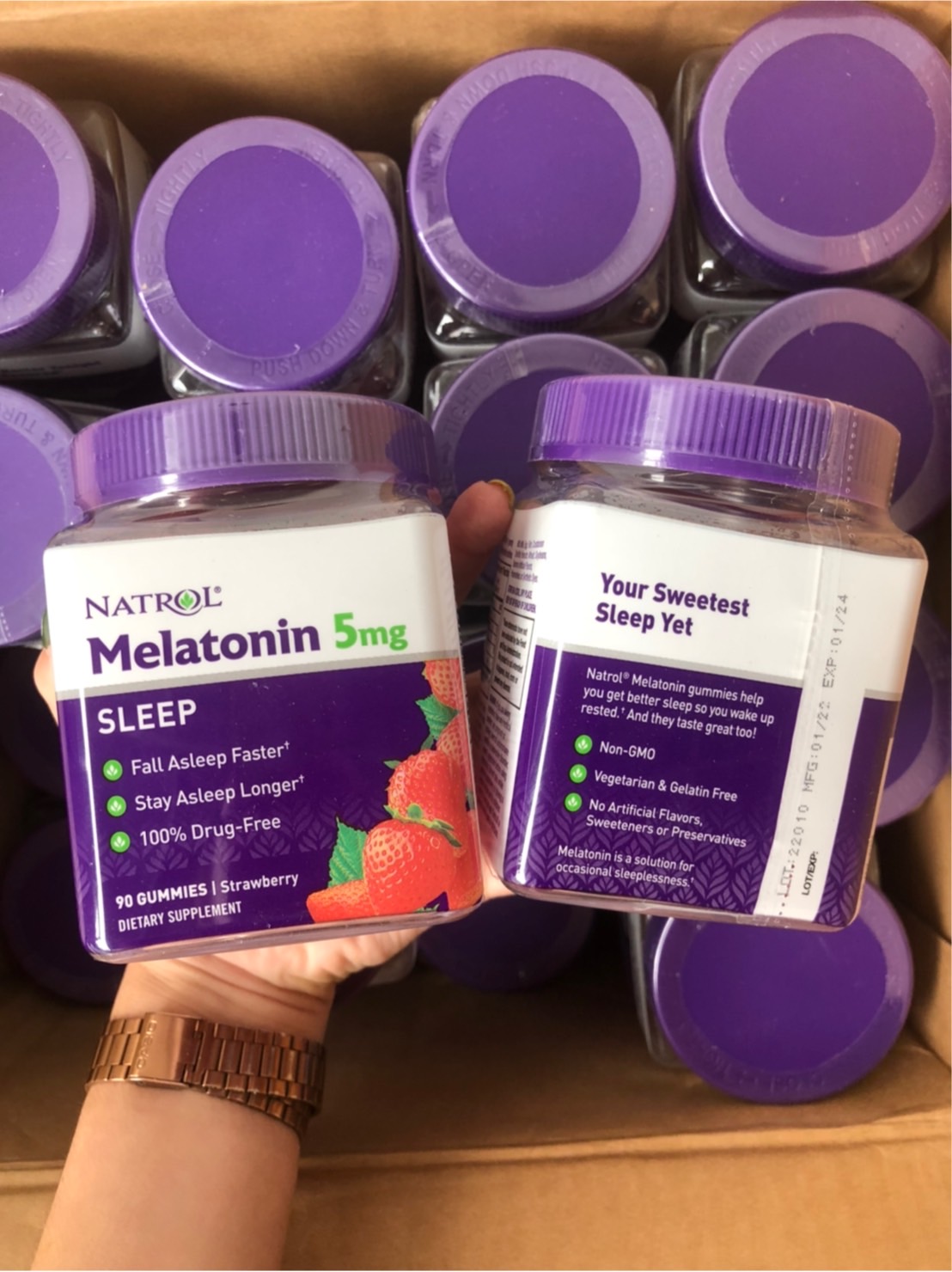 Natrol Gummies Melatonin Strawberry 5 mg. บรรจุ 90 ชิ้น เมลาโทนิน 5มก.