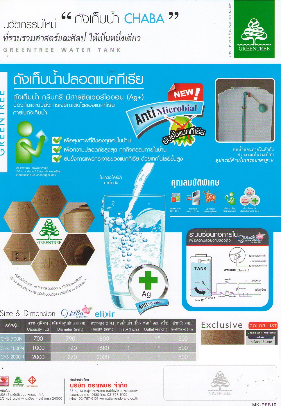 ถังเก็บน้ำกรีนทรีตราเพชร รุ่นชบานาโน P