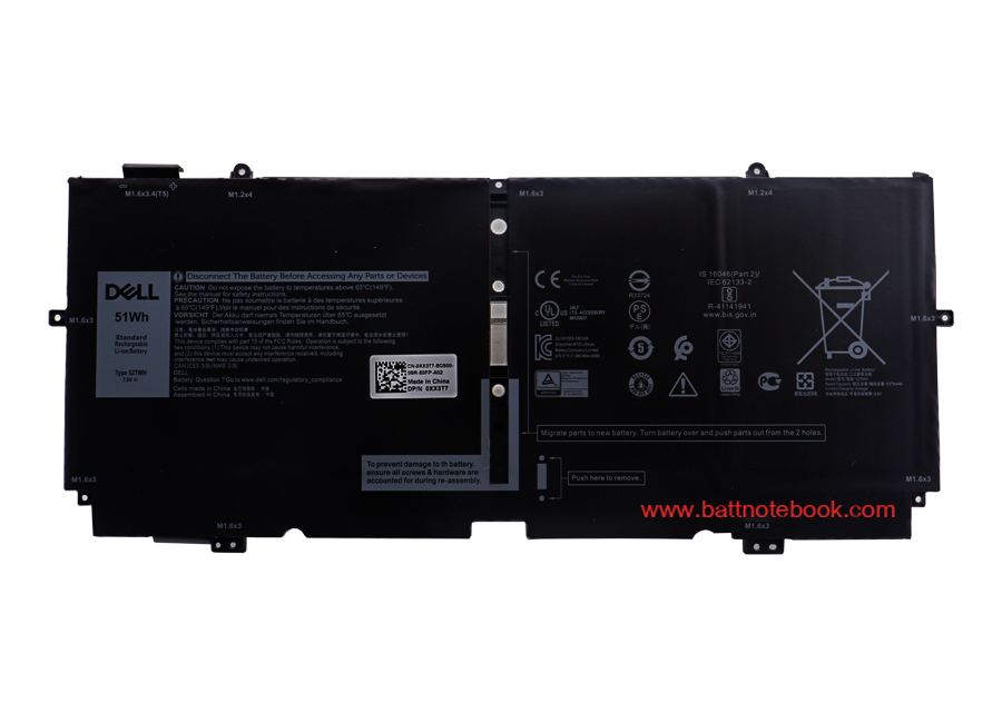 Battery Dell XPS 13 7390 2in1 51Whr 52TWH แบตเตอรี่ Dell 7390 แท้ ตรงรุ่น ประกันศูนย์ Dell Thailand ราคา พิเศษ