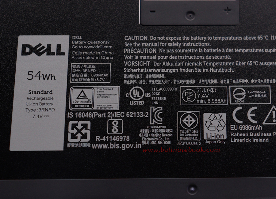 Battery Dell Latitude e7450 54Whr แท้ ลดราคาพิเศษ รับประกันศูนย์ Dell แบตเตอรี่โน๊ตบุ๊ค Dell E7450 Dell 7450 แท้