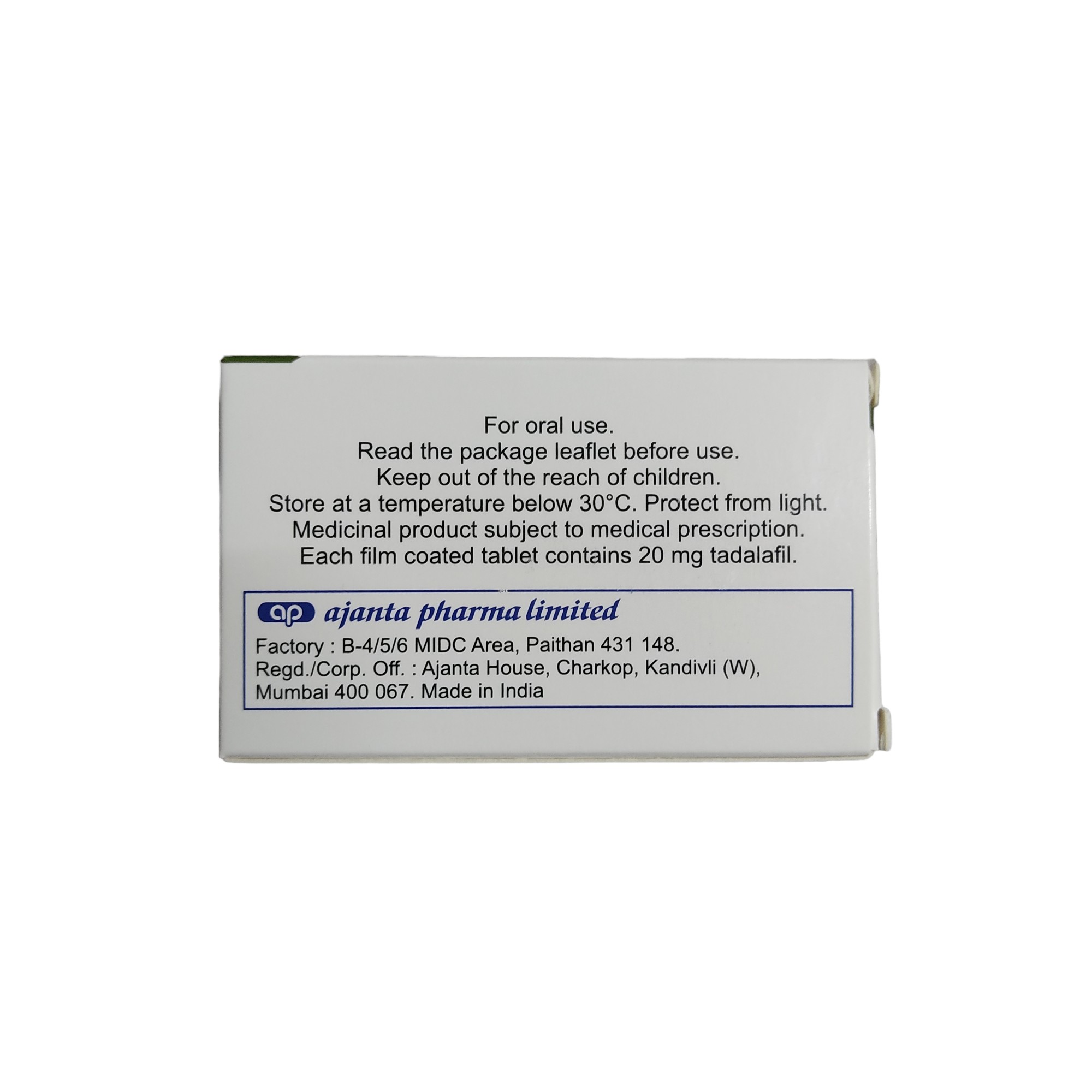 APCALIS-SX20 Tadalafil 20mg 4 Tablets l แอพคาลิส ทาดาลาฟิล 20 มิลลิกรัม ( แท้ )