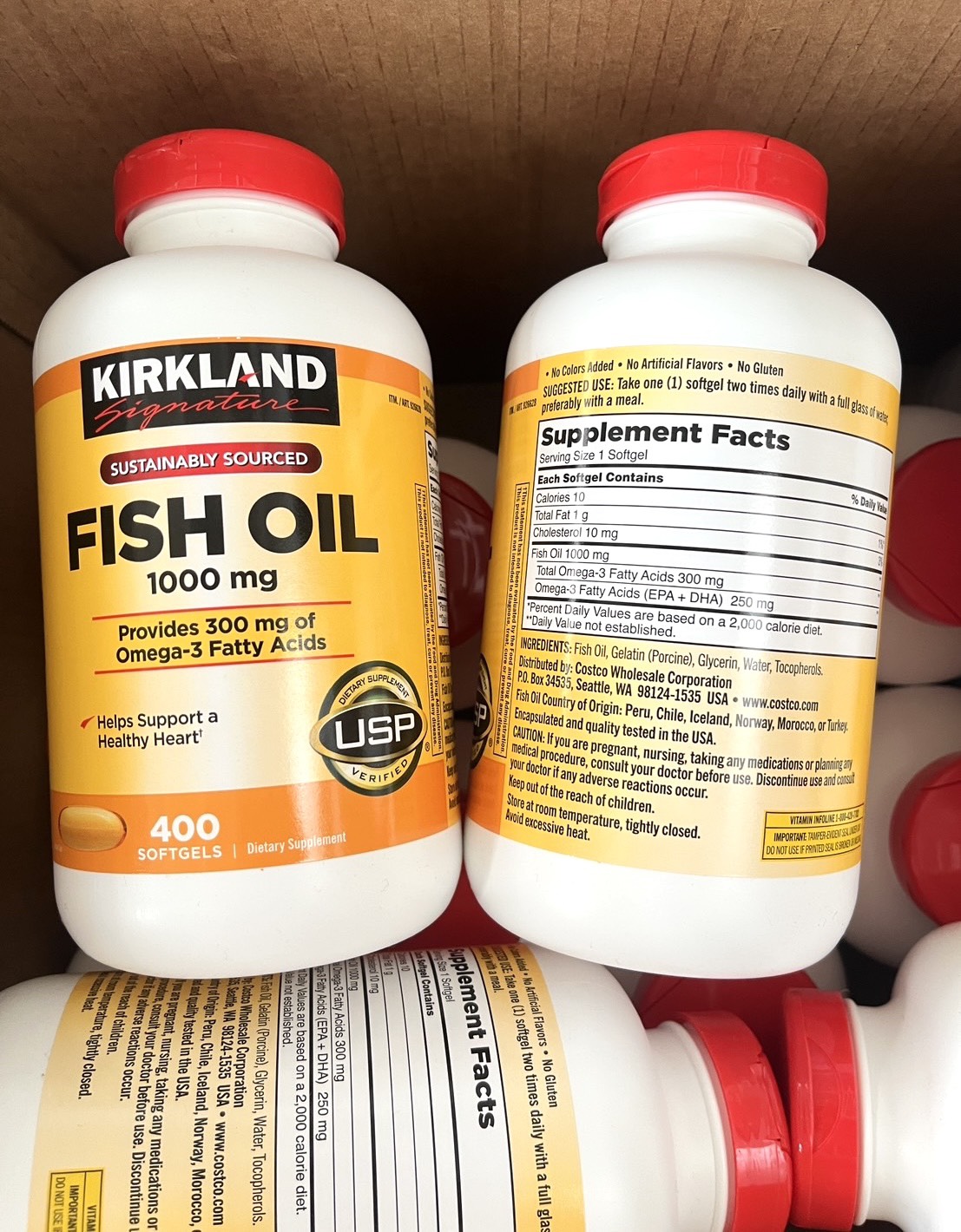 Kirkland Signature Fish Oil 1000mg. (400Softgels) น้ำมันปลา เคิร์กแลนด์
