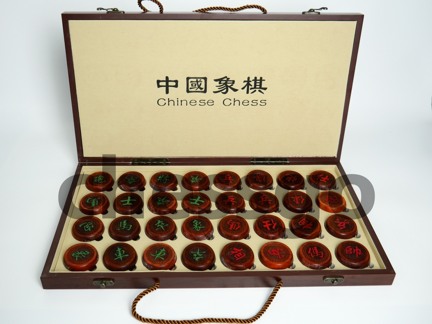 ชุดหมากรุกจีน(กระดานไม้พับ+ตัวไม้Red Rosewood) size L (No.50)