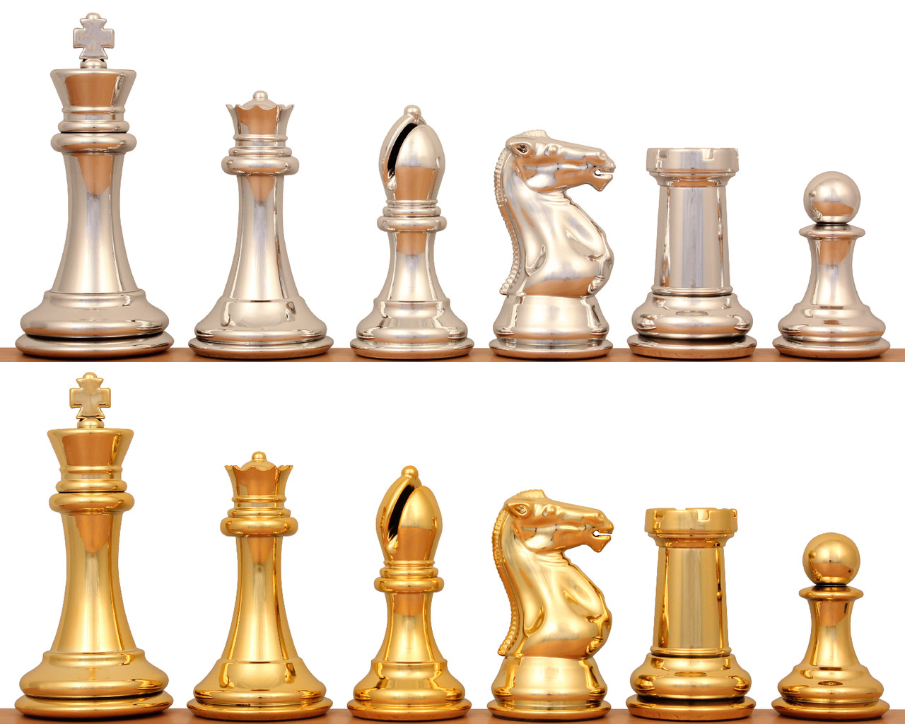 4 1/8" Professional Series Resin Chess Set with Gold & Silver Pieces ตัวหมากรุกสากลzinc alloyสีทอง+สีเงิน