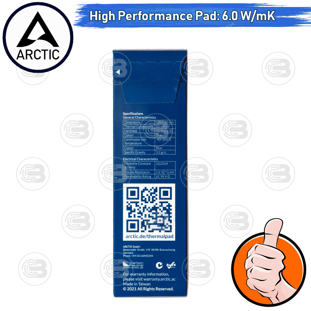 [CoolBlasterThai] Arctic Thermal Pad TP-2 (APT2560) 120x20x1.5 mm.(2 PCS) /6.0 W/mK