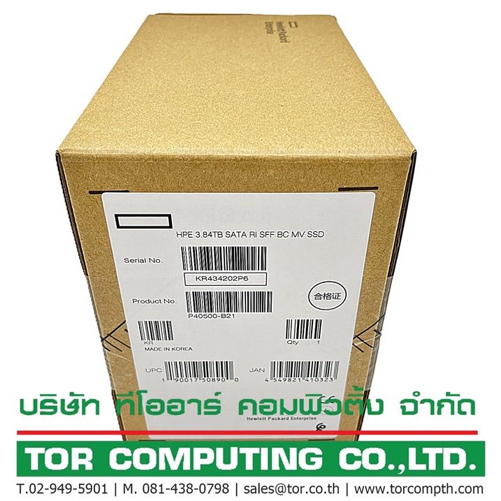 NEW HP P40500-B21, P41525-001 [TorCompTH Thailand ขายจำหน่าย ราคา] HPE 3.84TB SATA 6G Read Intensive SFF BC Multi Vendor SSD for DL380 G10-G11