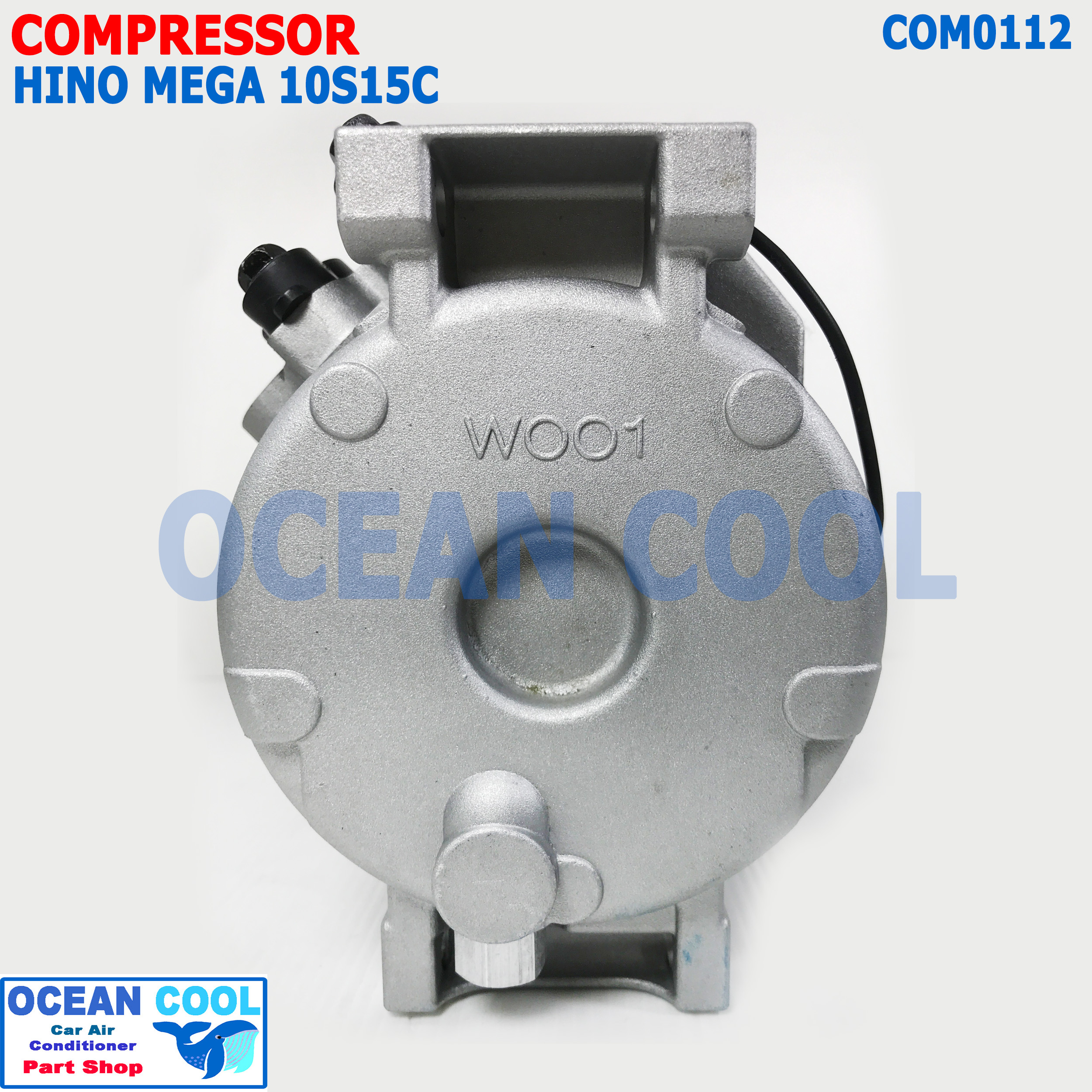 คอมเพรสเซอร์ ฮีโน่ เมก้า 10S15C ออกขวา COM0112 compressor hino mega คอมแอร์รถยนต์ คอมแอร์ คอมเพลสเซอร์ เมกะ MIJ-T013