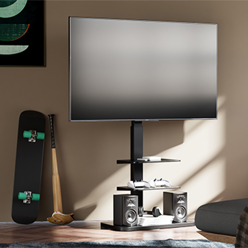 ENIX F8600 series ขาตั้งทีวี 37“-75" Home Use TV Floor Stand with Double shelves, Max VESA 600x400mm., Weight Capacity 40 Kg., (ไม่มีล้อ)