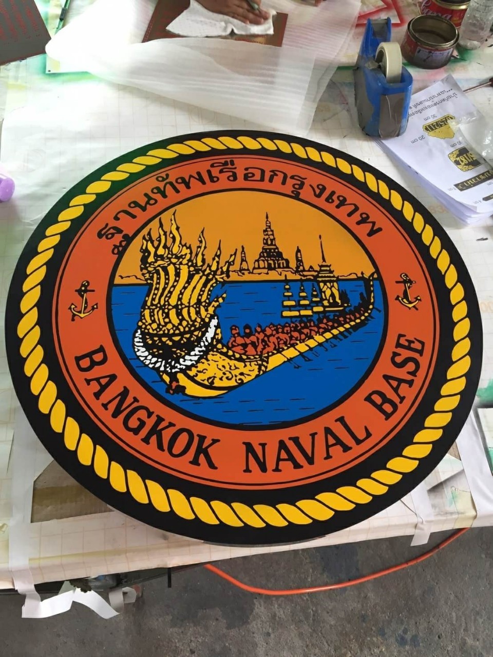 ป้ายสแตนเลส พิมพ์สกีนด้วยเครื่อง UV - ฐานทัพเรือกรุงเทพ