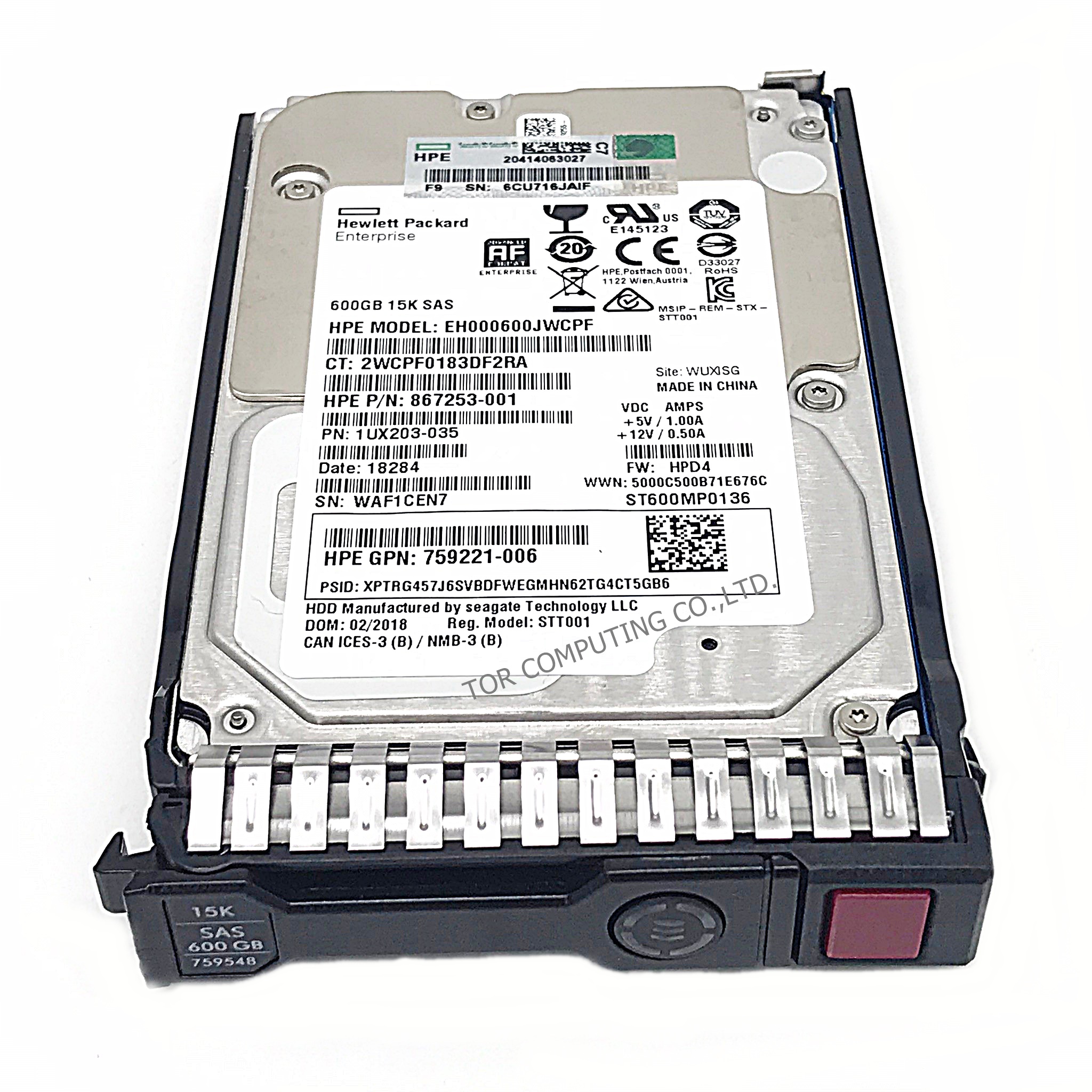 REF, HP 759212-B21 759548-001 [TorCompTH Thailand ขาย จำหน่าย ราคา] HP 600GB 15K 12G 2.5IN SAS HDD G8 G9