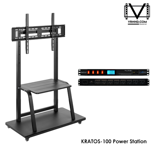 KRATOS-100 Power Station (Matte Black) ขาตั้งทีวี,จอ interactive,touch screen ขนาด 37"-100" *ปรับก้ม-เงยไม่ได้, ปรับความสูงได้, Max VESA 800x600 mm., Weight Capacity 150 Kg.