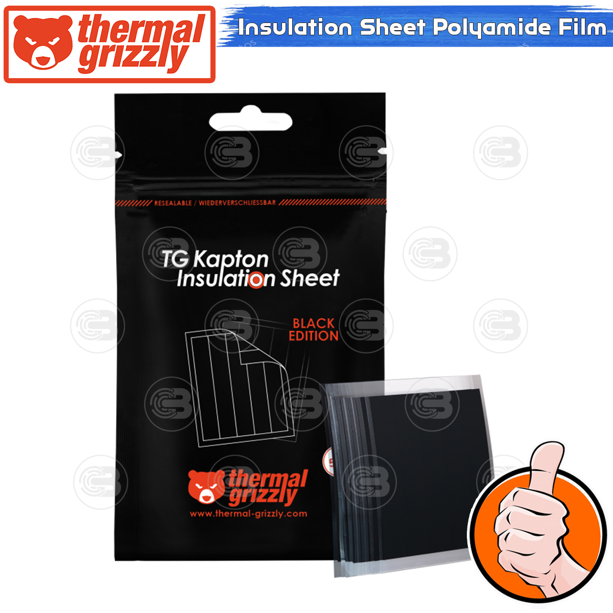 [CoolBlasterThai] Thermal Grizzly Kapton Insulation Sheet Black Edition Electrically Conductive Protection