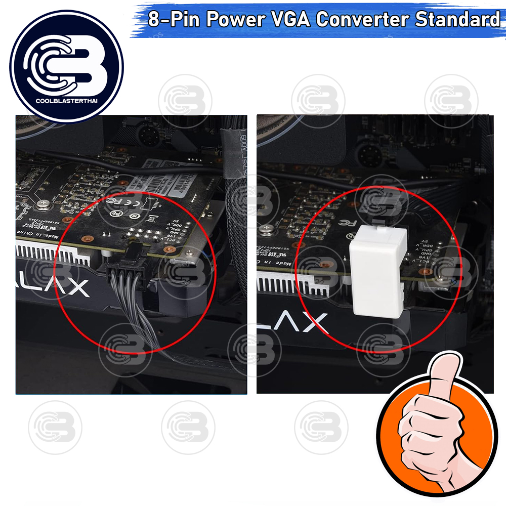 [CoolBlasterThai] Cable Management GPU 8 Pin U-TURN 180 Degree Connector (STANDARD) WHITE