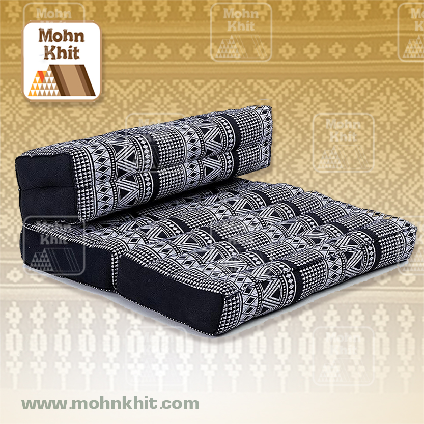 เบาะหมอนขิดลายเขียนเทียน 3 พับ,เบาะนั่งสมาธิพับได้ 54x76x12cm //Foldable Meditation Floor Seat 2 in 1 Set Meditation Pillow.