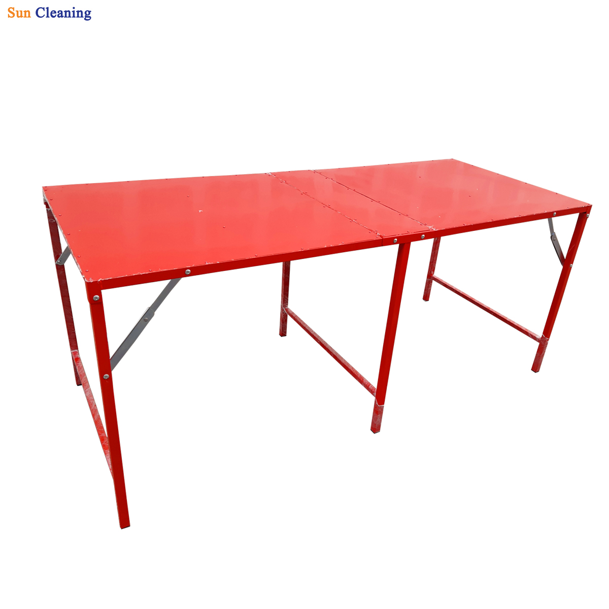 Sun Brand โต๊ะไหว้เจ้าสีแดง โต๊ะเหล็กพับ แบบแผ่นเมทัลชีท 80x180x75 cm. สีแดง