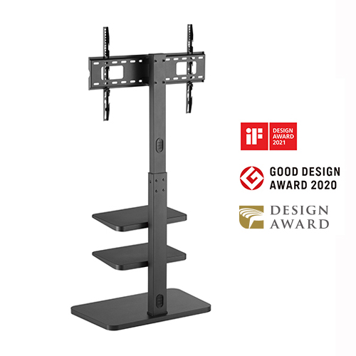 ENIX F8600 series ขาตั้งทีวี 37“-75" Home Use TV Floor Stand with Double shelves, Max VESA 600x400mm., Weight Capacity 40 Kg., (ไม่มีล้อ)