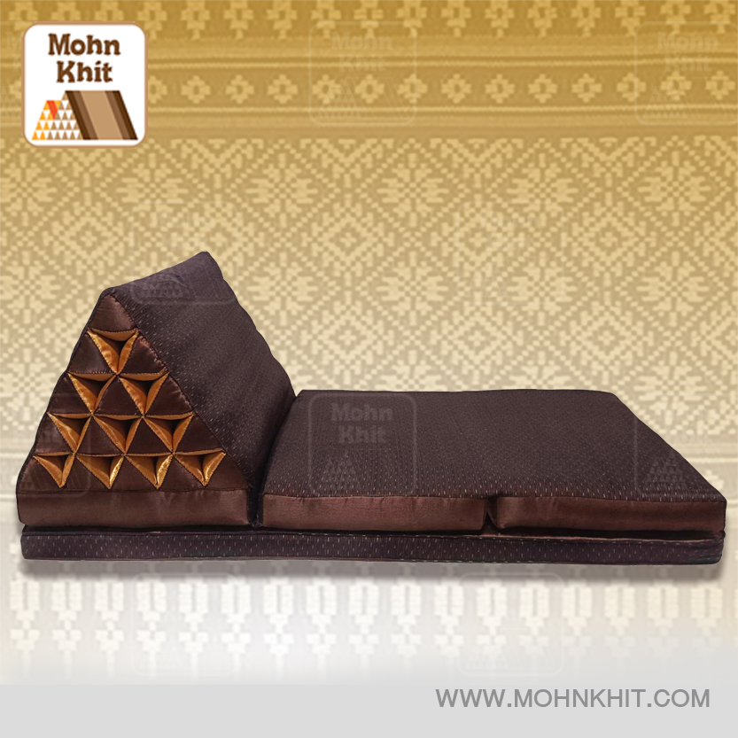 หมอนสามเหลี่ยม 15ช่องติดเบาะ3พับเสริมฐาน2ชั้น 60cmx180cmx56 cm// Triangle Thai Floor Cushions Traditional.