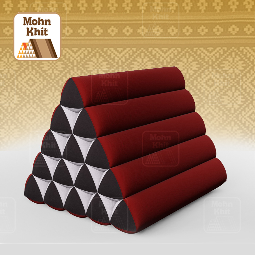 หมอนสามเหลี่ยม15 ช่องเดี่ยว ประกบคู่2สีผ้าฝ้าย 52cmx36cmx32cm// Thai Tri-angle Cotton Design Traditional Floor Cushions.