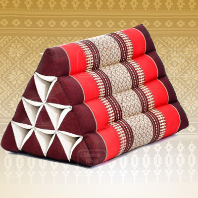 หมอนสามเหลี่ยม 10 ช่อง50x28x30Cm Tri-angle kapok 100%Traditional Floor Cushions 10 holes.