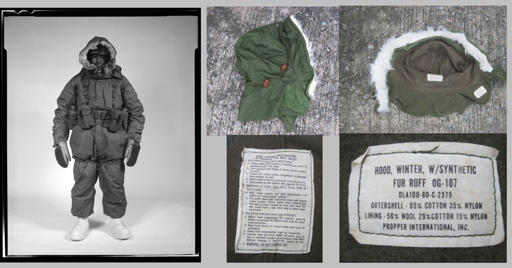 OG-107 Extreme Cold Weather Hood with Synthetic Fur Ruff M-51 Fishtail M-65 Parka.