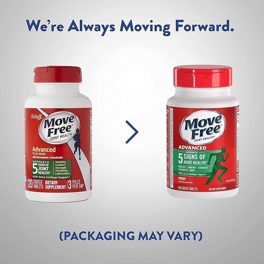 แถบเขียว Schiff Move Free Advanced MSM With Glucosamine Joint Supplement 120 เม็ด อาหารเสริมบำรุงกระดูก ข้อเข่า