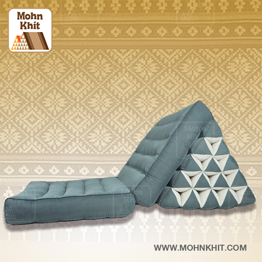 หมอนสามเหลี่ยม15 ช่องเบาะ 2 พับเบาะ60x135x10cm //Triangle kapok Floor Cushions Traditional Pillow 15 holes with 2 part of mattress.