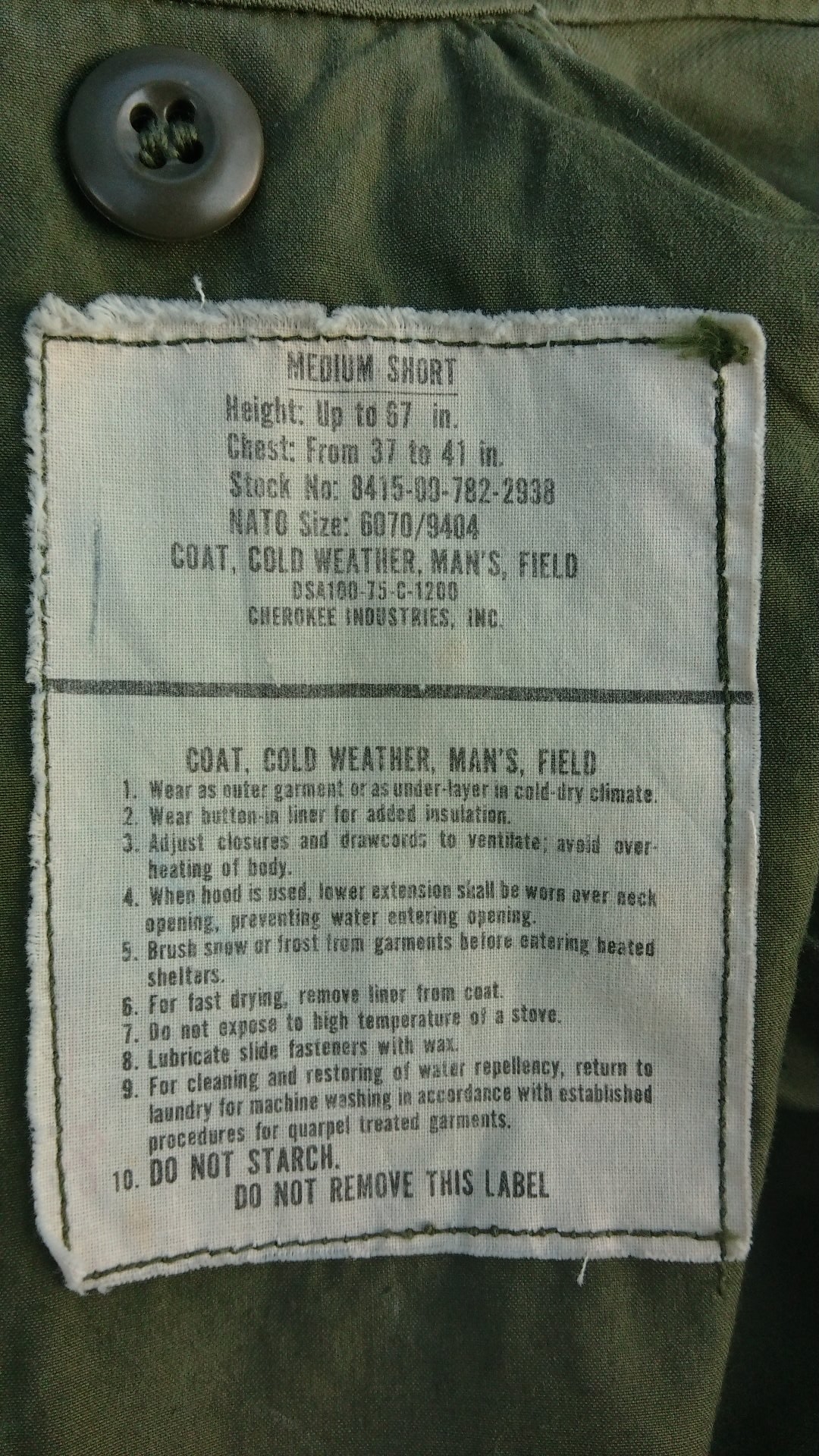 M65 เสื้อทหารสหรัฐ Medium Short