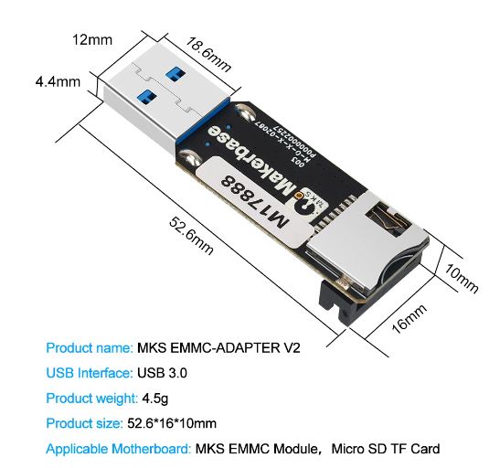 Makerbase MKS EMMC-ADAPTER V2 USB 3.0 Reader For MKS EMMC Module Micro SD TF Card MKS Pi MKS SKIPR