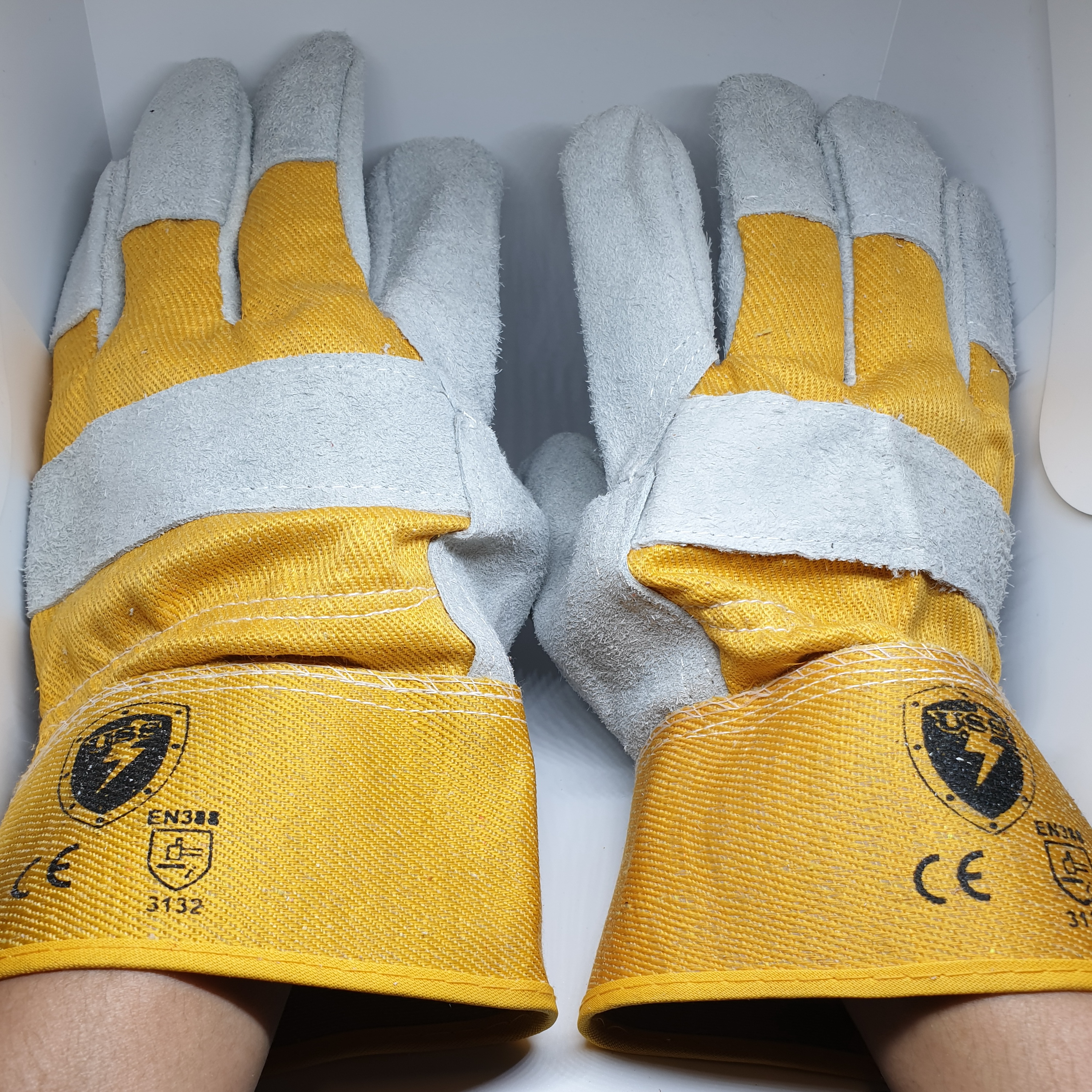 Full palm safety cow spilt leather working gloves