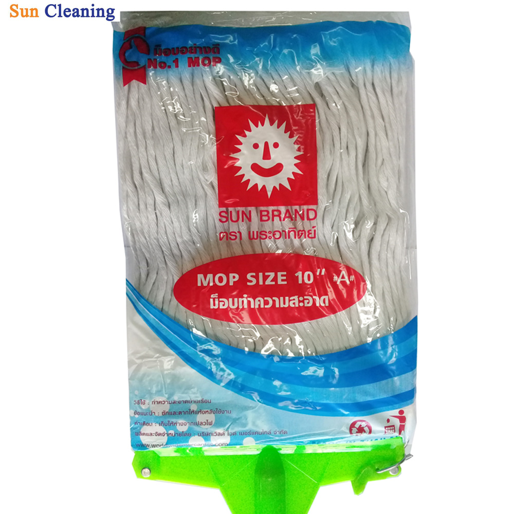 Sun Brand ไม้ถูพื้นแบบหัวม็อบล็อค แถมผ้าม็อบ 10 นิ้วอย่างหนา (คละสี)