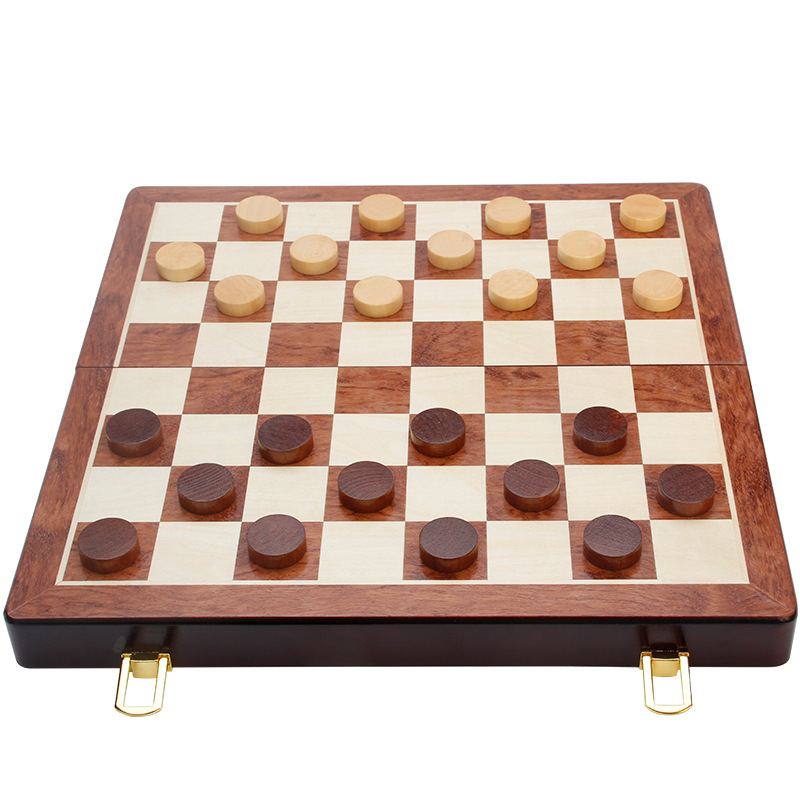 ชุดหมากรุกสากลไม้ (ตัวอะคริลิคลายไม้) 2in1 Wooden Chess Set