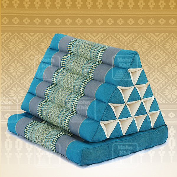 หมอนสามเหลี่ยม 15 ช่องติดเบาะ 1 พับ 55cmx76cmx36 cm Triangle Khit Thai Floor Cushions Traditional handmade 15 holes with 1 part of mattress.