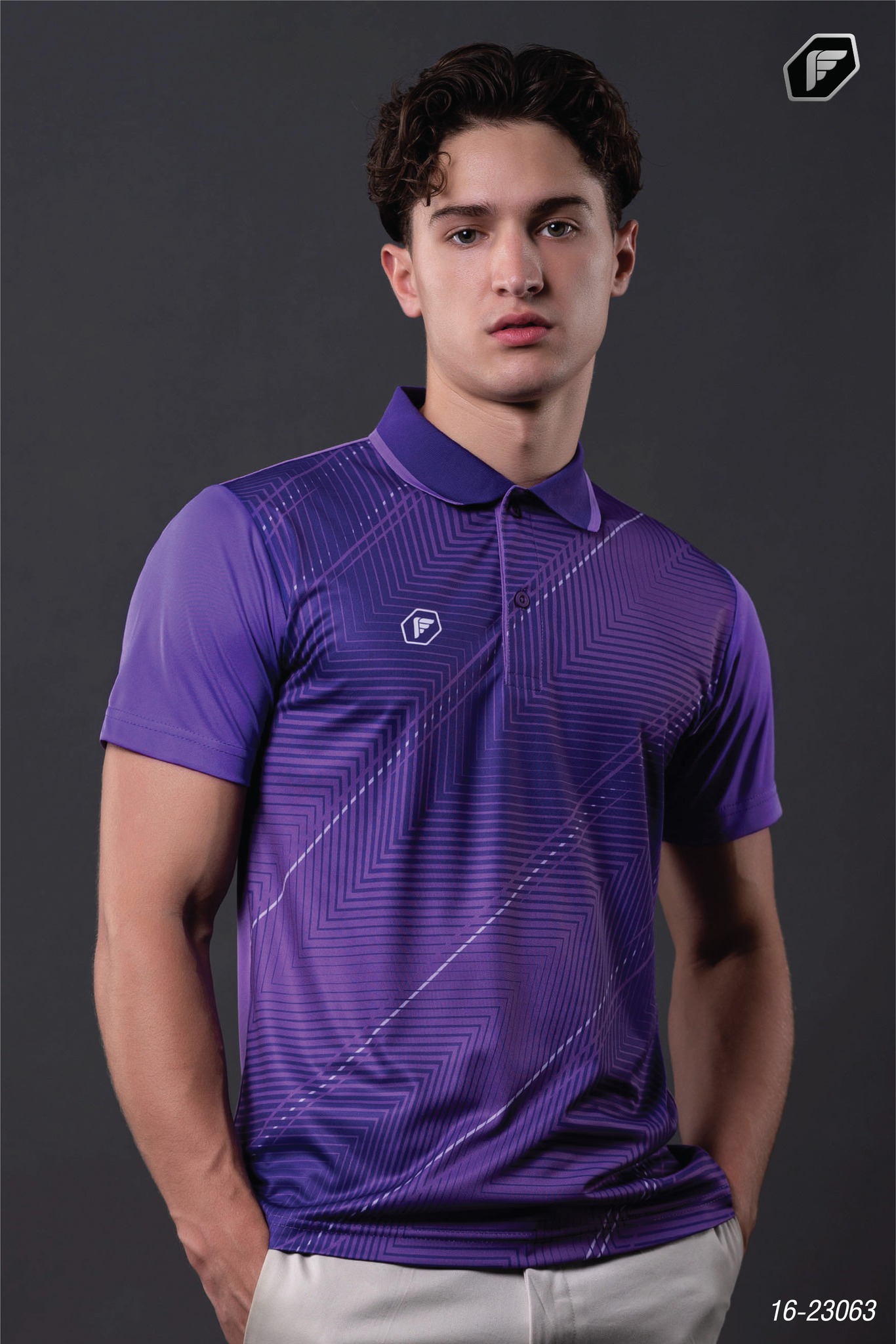PEGAN POLO SPORT เสื้อโปโล โปโลสปอร์ต พิมพ์ลาย รหัส 16-23063 สีม่วง