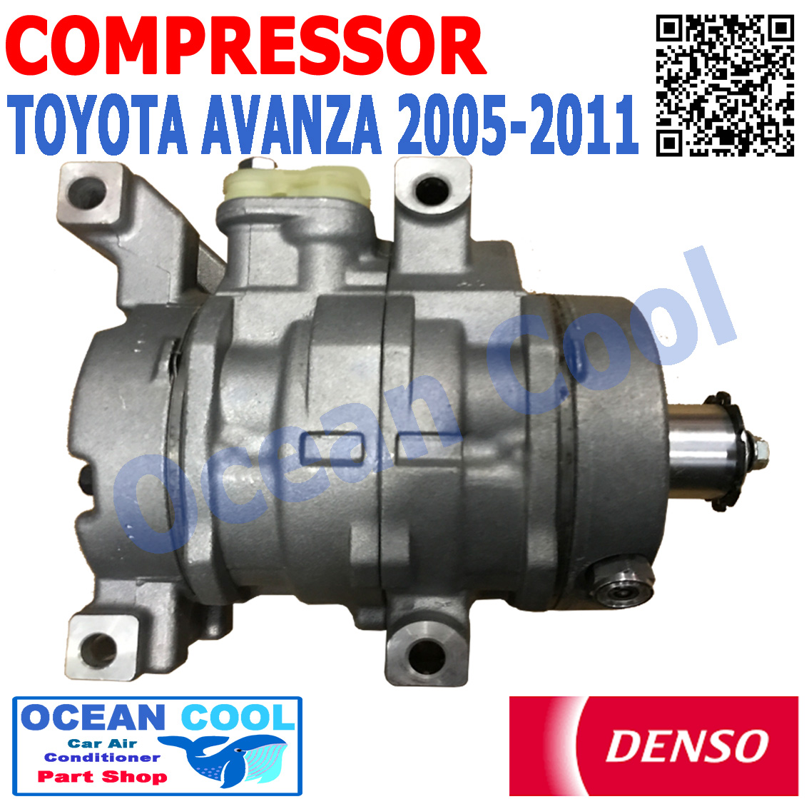 คอมเพรซเซอร์ อแวนซ่า 2005 - 2011 COM0050 DENSO รหัส JK447180-75024D COMPRESSOR TOYOTA AVANZA R134A คอมแอร์รถยนต์ คอม แอร์ คอมเพลสเซอร์ โตโยต้า อะแวนซ่า พ.ศ. 2548 ถึง 2554 อะไหล่ แอร์ รถยนต์