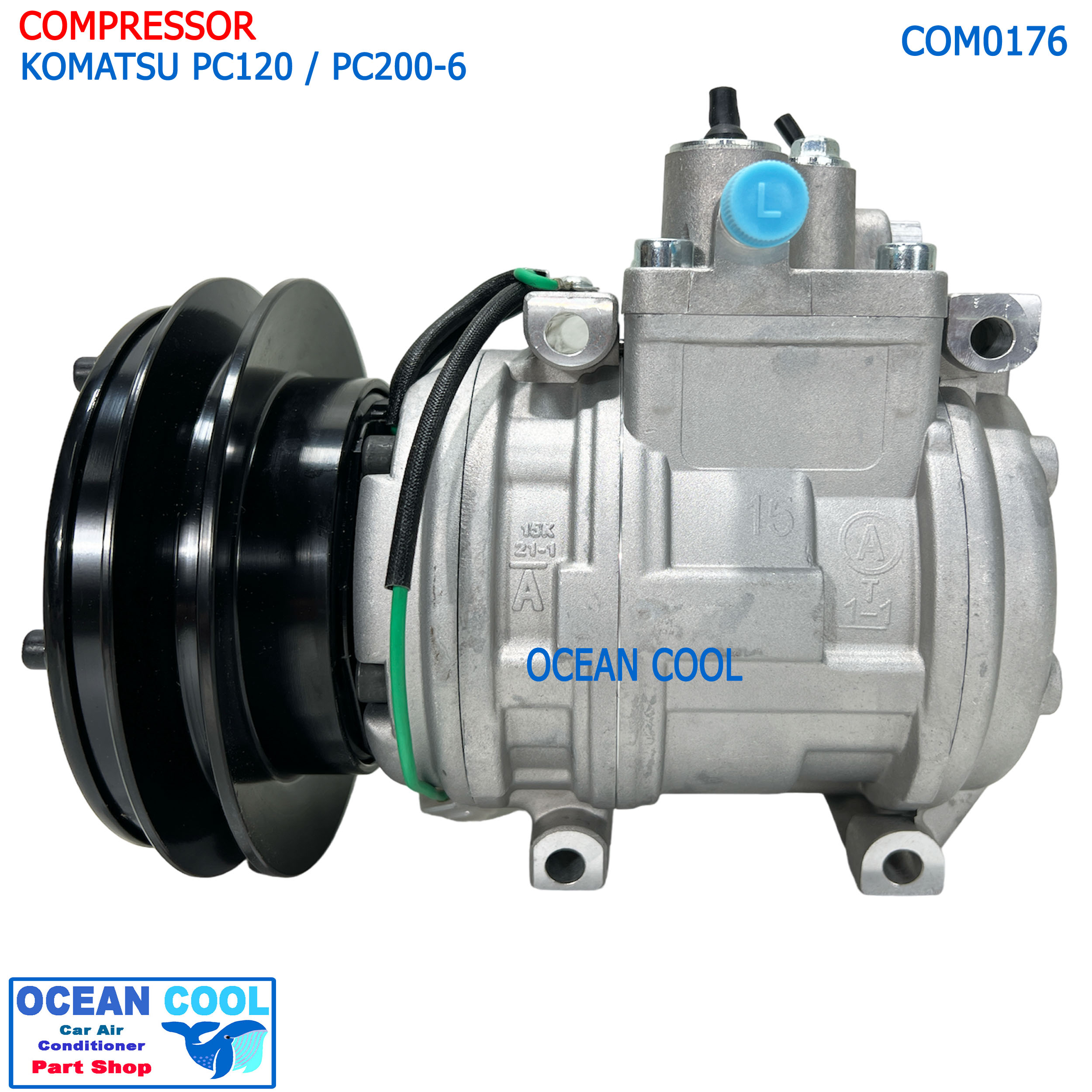 คอมเพรสเซอร์ โคมัตสุ PC200-6 com0176 COMPRESSOR KOMATSU PC120 PC200-6 คอมแอร์ คอมแอร์รถยนต์ สินค้าของใหม่100%