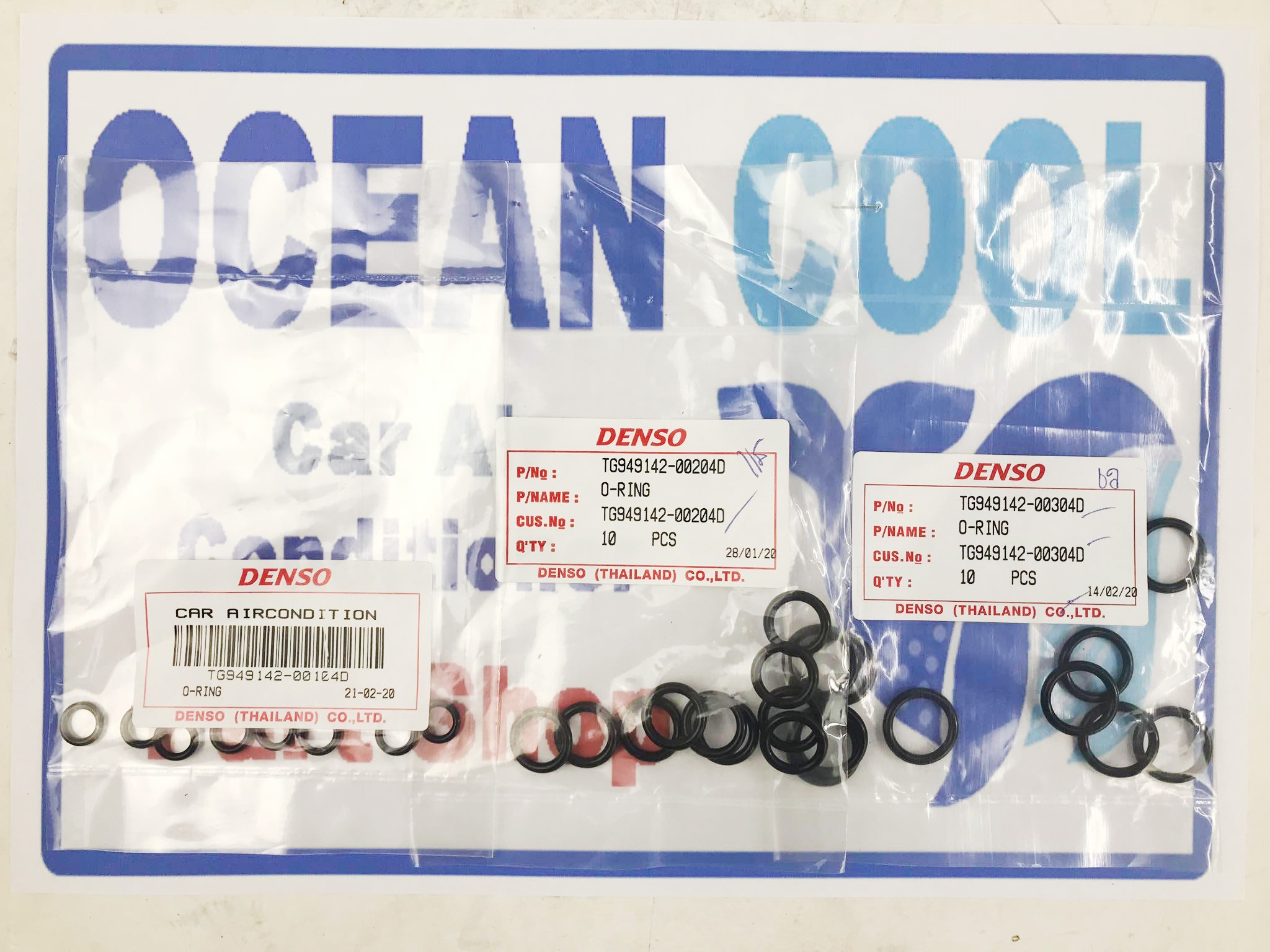 โอริง เด็นโซ่ แท้ 3 ขนาด 1/2 , 3/8 , 5/8 แบบละ 10 เส้น Oring0001 Oring Denso TG949142-00104D , TG949142-00204D , TG949142-00304D 1 , 3 , 5 หุน