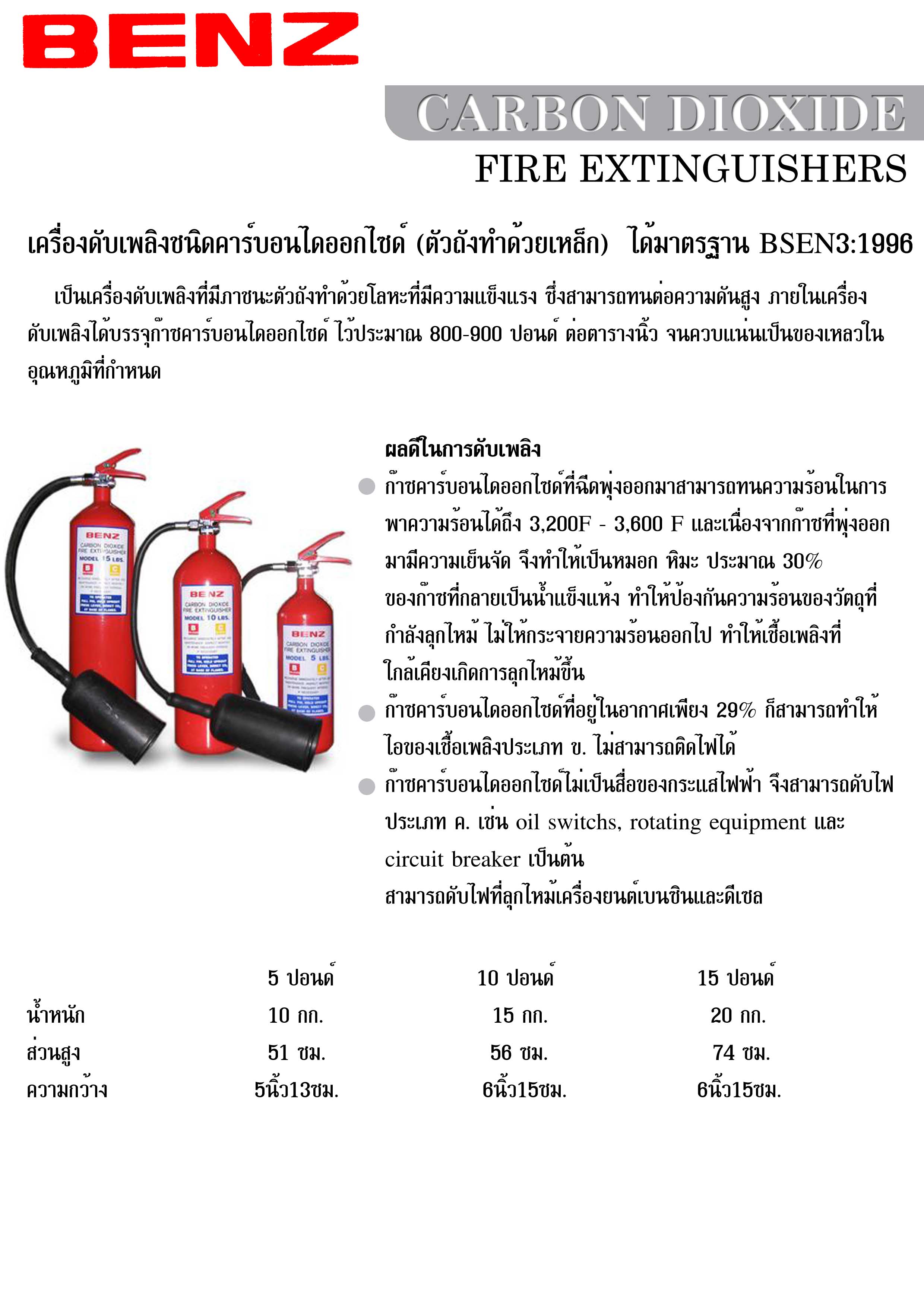 เครื่องดับเพลิงชนิด CO2 ยี่ห้อ Benz