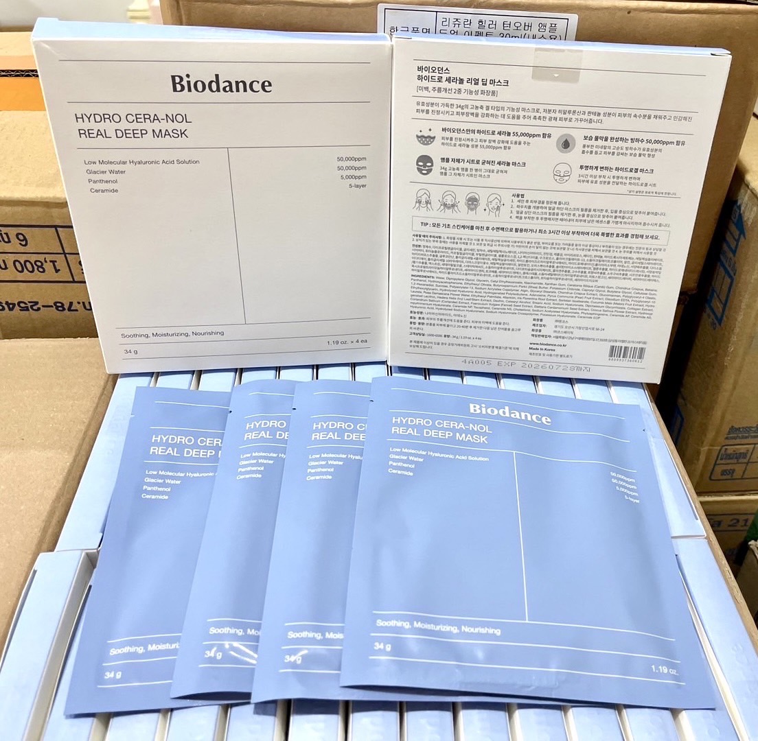 Biodance Hydro Cera-Nol Real Deep Mask 1กล่อง/4แผ่น สูตรสีฟ้า