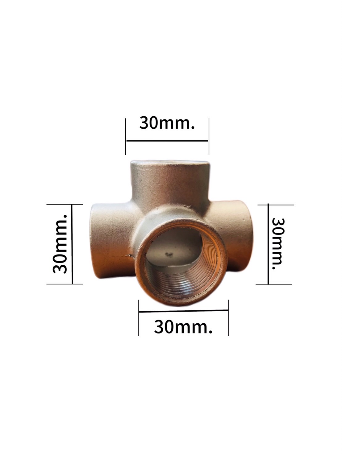 ข้อต่อสี่ทางเกลียวใน สแตนเลส 304 ขนาด 3/4 นิ้ว #17536