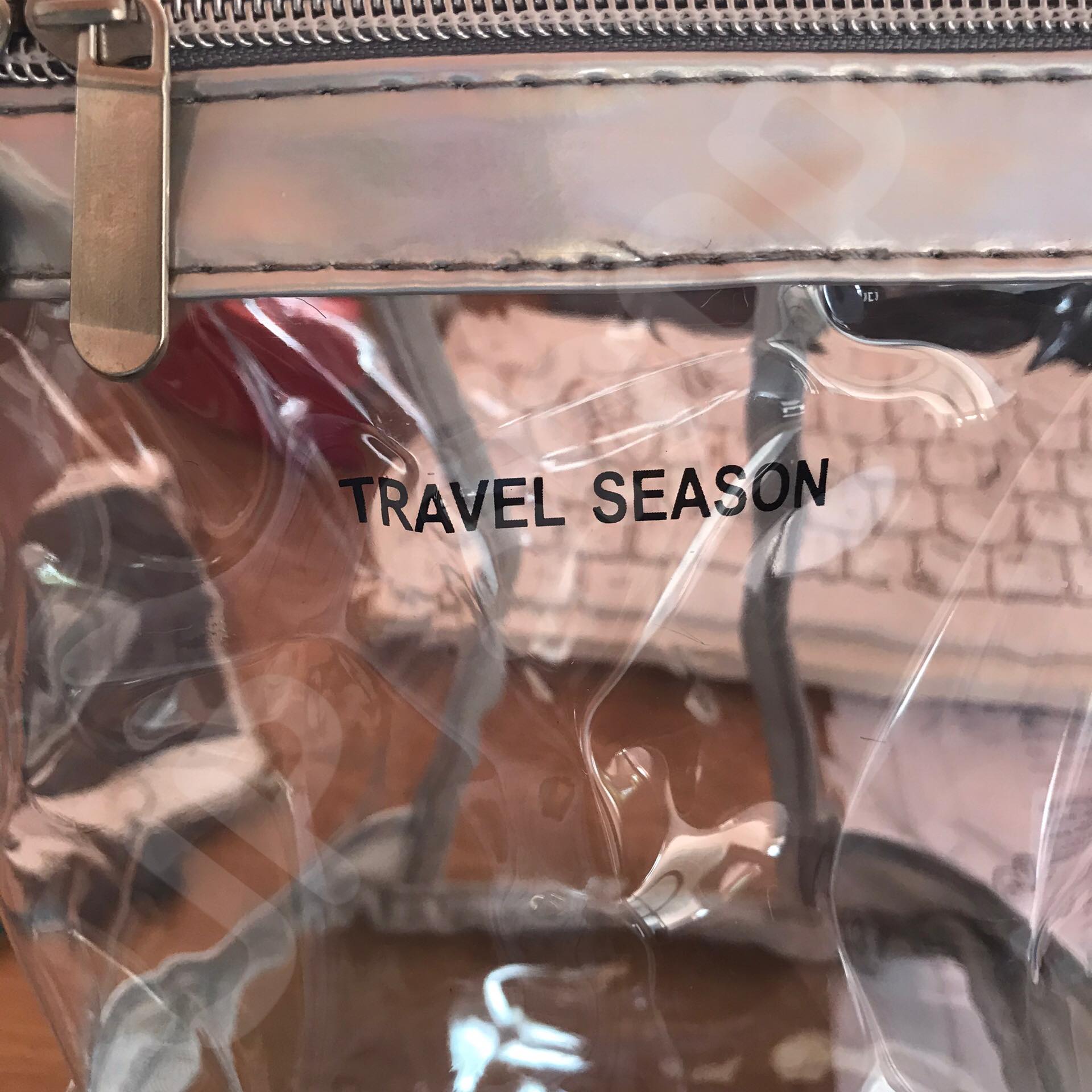 กระเป๋าใส่เครื่องสำอาง ทรงกระบอก สีเทา โปร่งใส ราคา/1 ใบ #0131