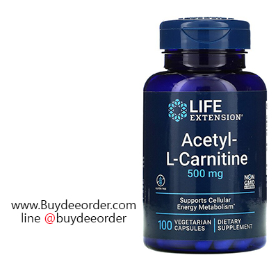 Life Extension Acetyl-L-Carnitine 500 mg 100 Vegetarian Capsules มีส่วนสำคัญสำหรับการทำงานของเซลล์สมองและเส้นประสาท, เพิ่มความจำ, ลดความเครียด (Pre-order)
